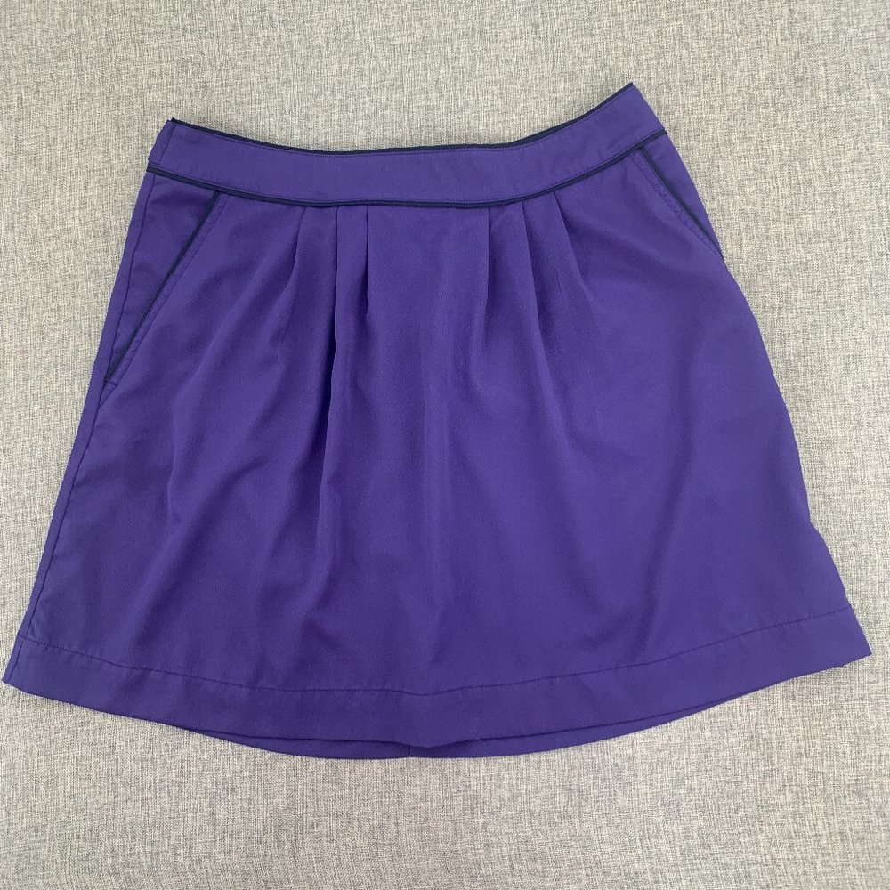 Banana Republic Mini Pleated Skirt Purple Size‎ 10 Pockets Lined Tie Strap